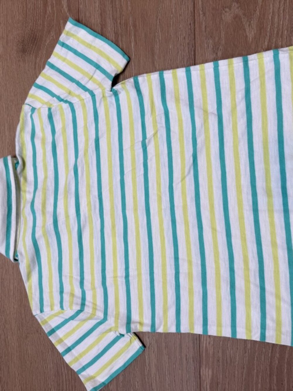 Crewcuts J.Crew Boys Striped Polo Shirt White Green Blue Size L (10-12)